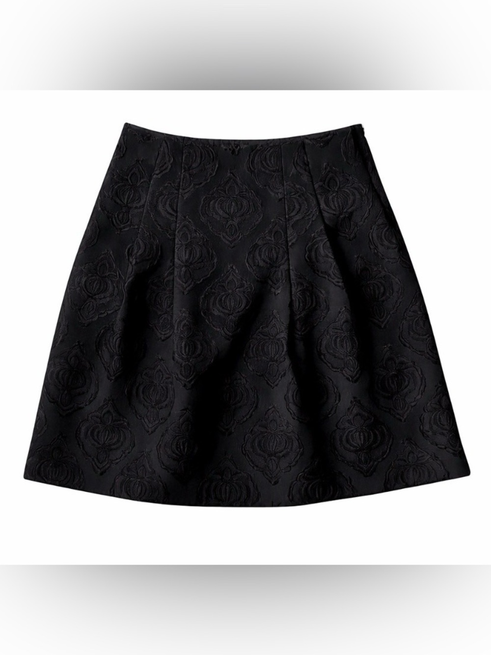 Talbots Black A-Line Floral Jacquard Skirt Sz 8